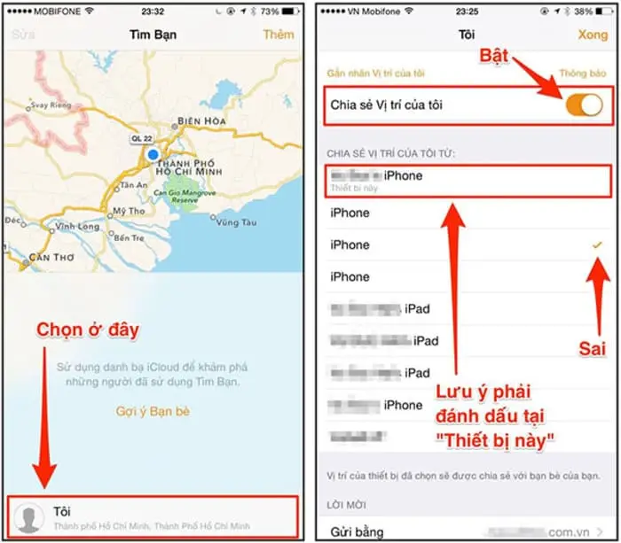 Mở ứng dụng Find My Friend