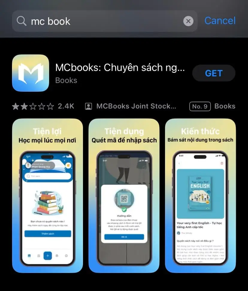 Tìm kiếm ứng dụng MCbooks