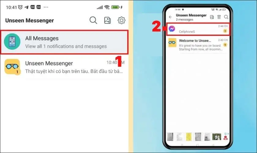 Hướng dẫn cách khôi phục tin nhắn bằng Unseen Messenger