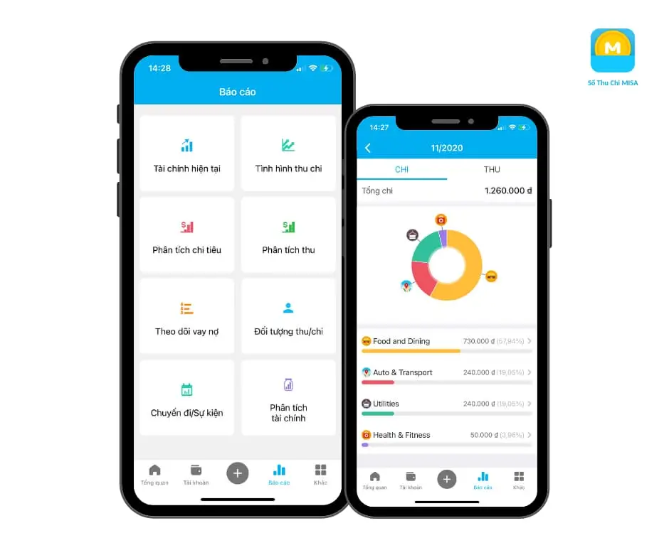 Cách xem báo cáo chi tiêu bằng ứng dụng MISA