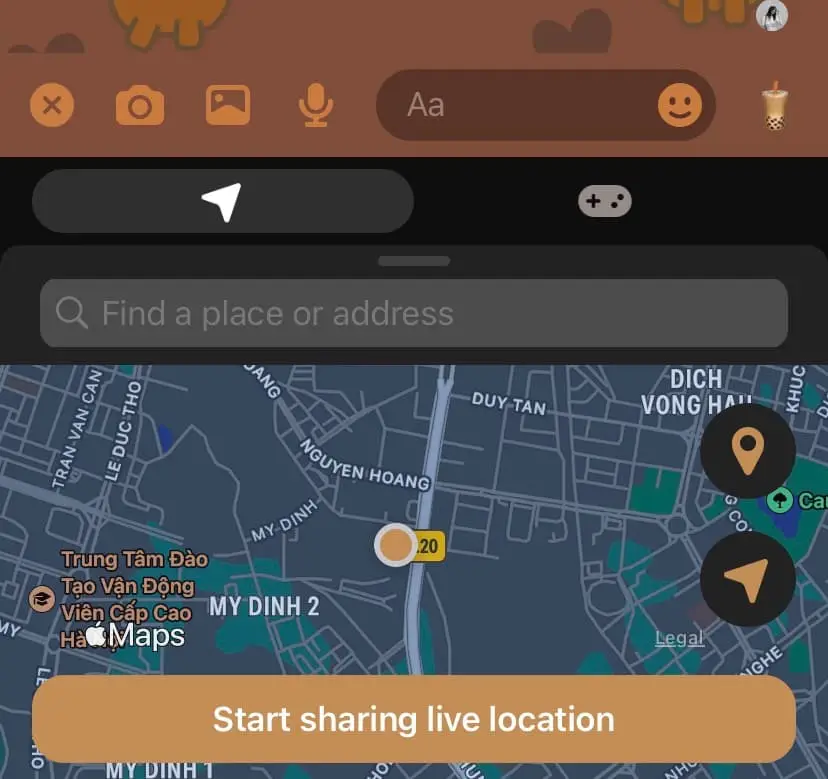 Hướng dẫn thao tác chia sẻ vị trí qua Messenger