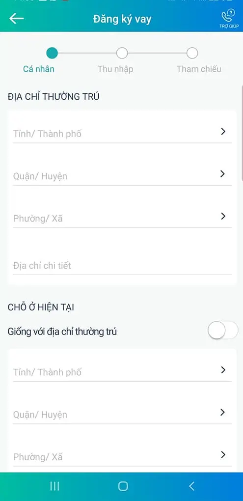 Nhập địa chỉ thường trú và địa chỉ tạm trú hiện tại