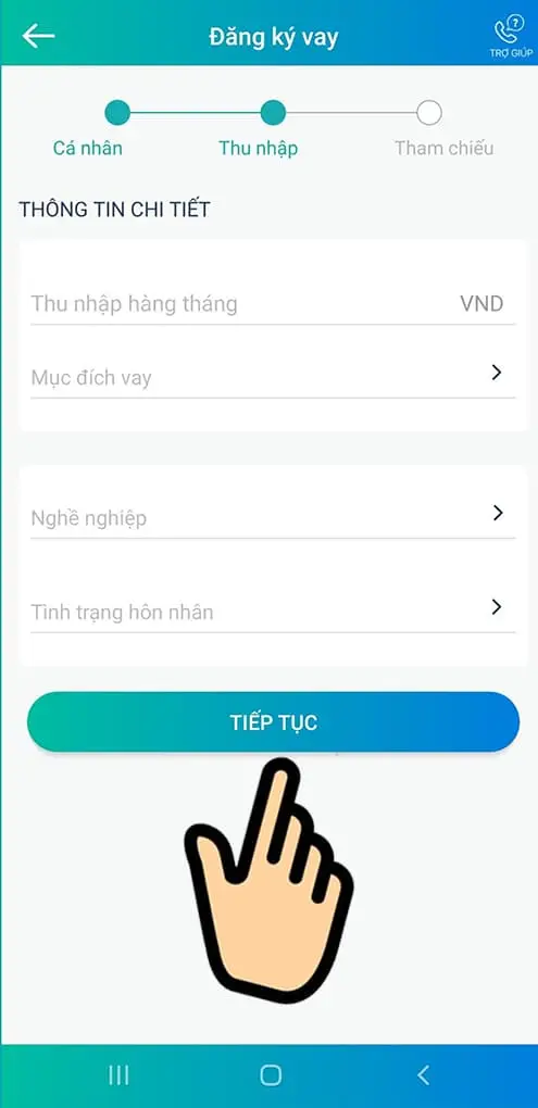 Chọn mức thu nhập hàng tháng