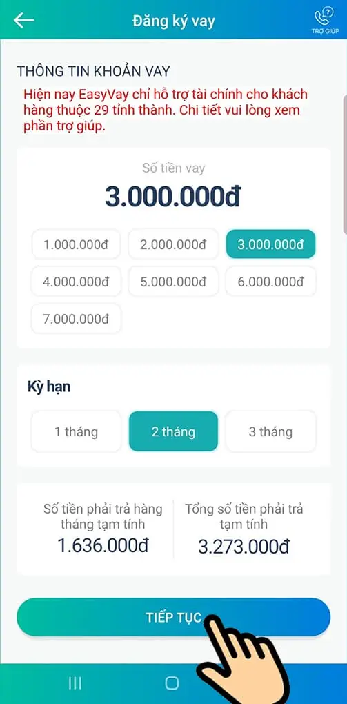 Nhập số tiền mà bạn muốn vay