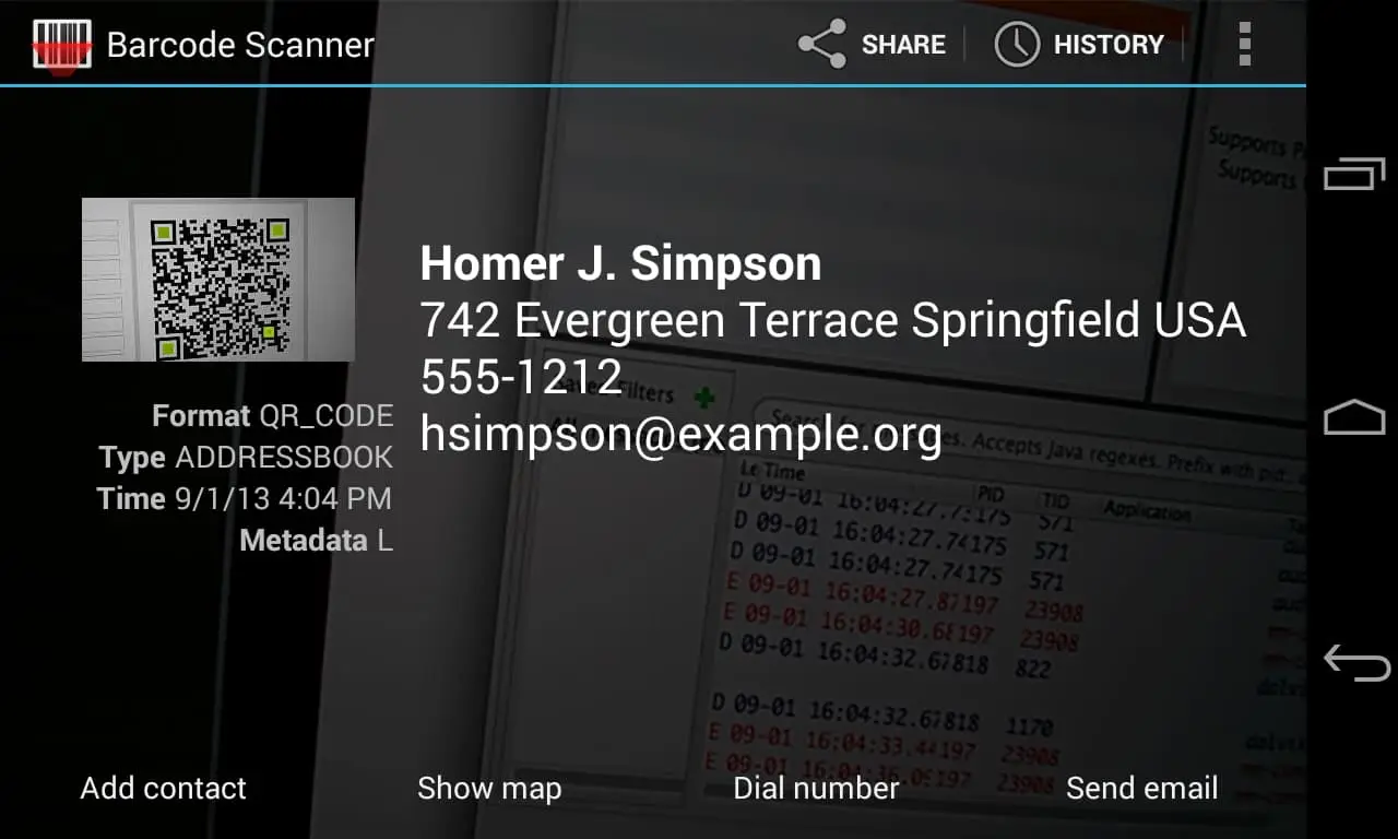 Thông tin ứng dụng Barcode Scanner