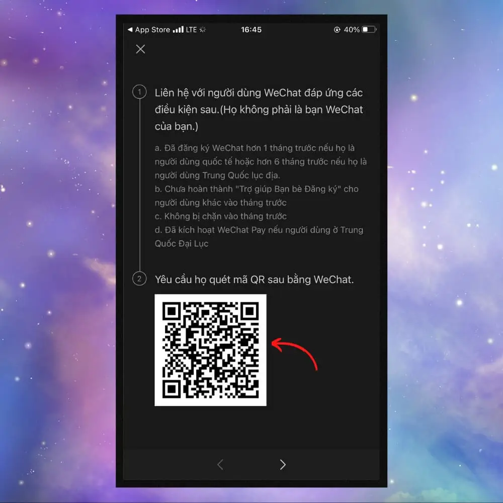 Quét mã QR của tài khoản WeChat đã đăng ký