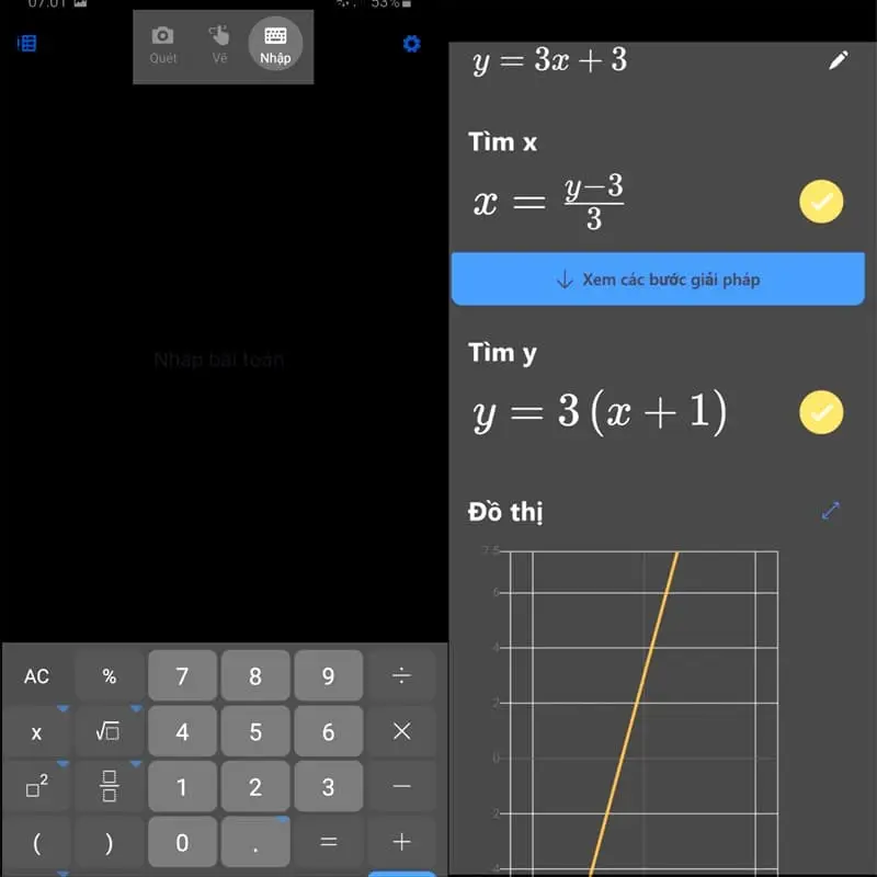 Chọn cách giải bài tập trên Microsoft Math Solver 