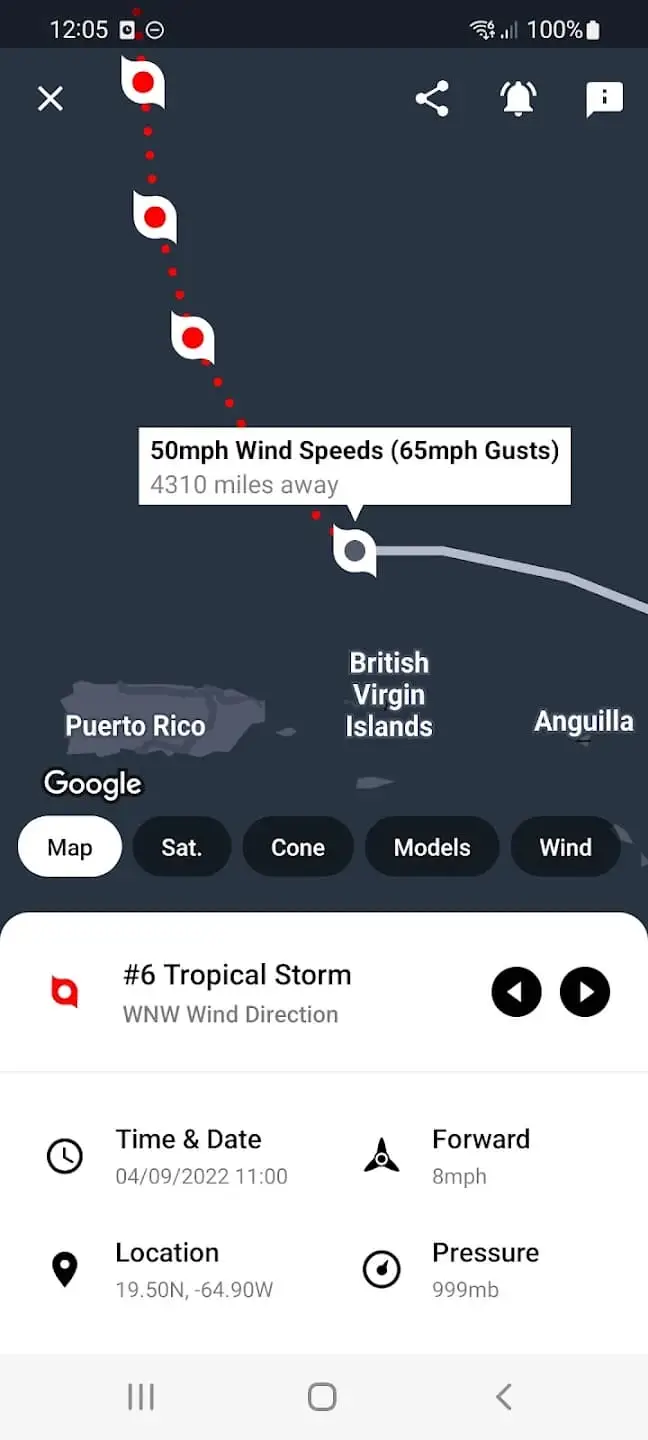 Ứng dụng xem đường đi của bão My Hurricane Tracker & Alerts