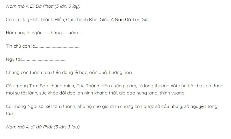 Văn khấn Đức Thánh Hiền ở chùa