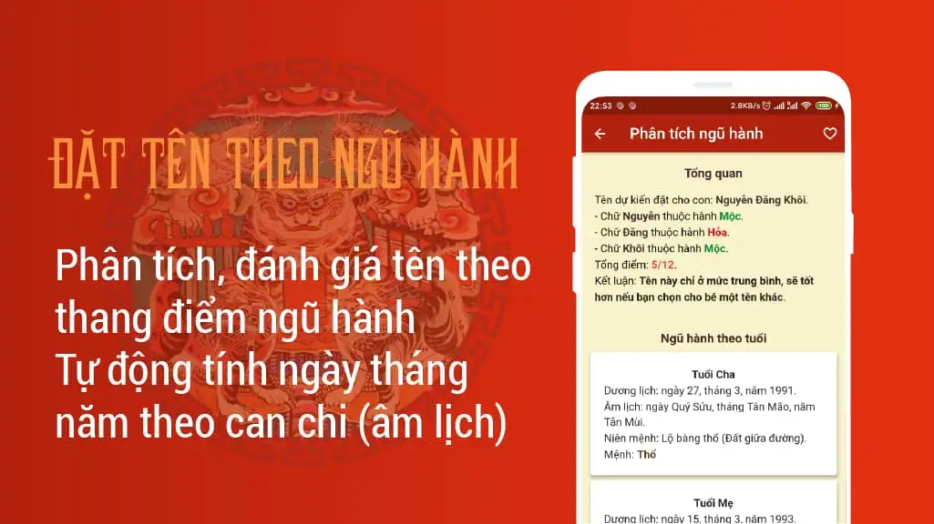 Đặt tên theo ngũ hành