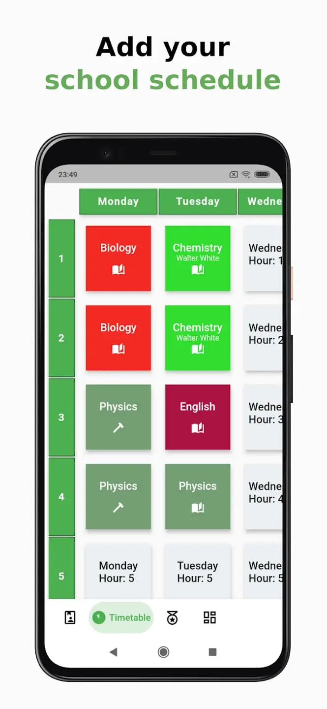 School Planner Diary Timetable