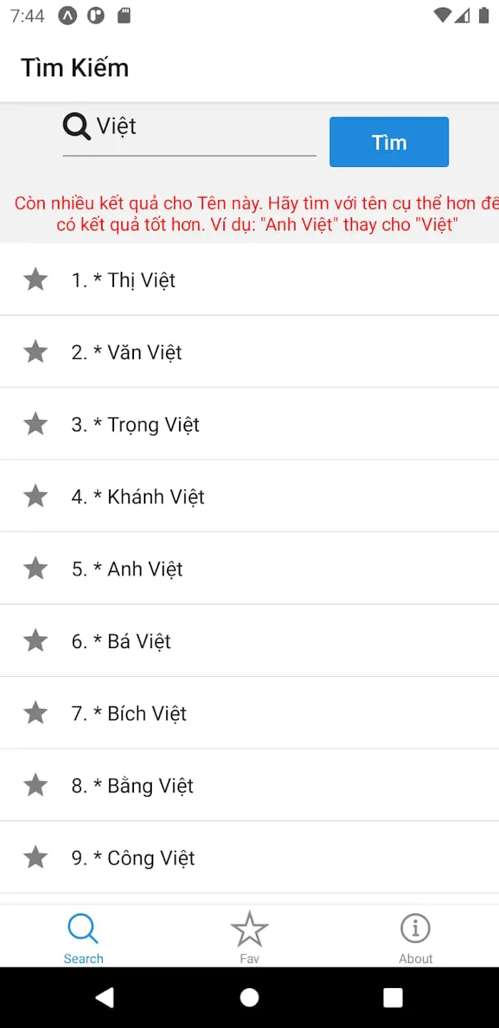 Những tính năng chính của ứng dụng Tên Việt