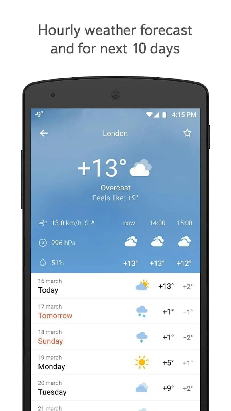 Thông tin về ứng dụng Yandex Weather