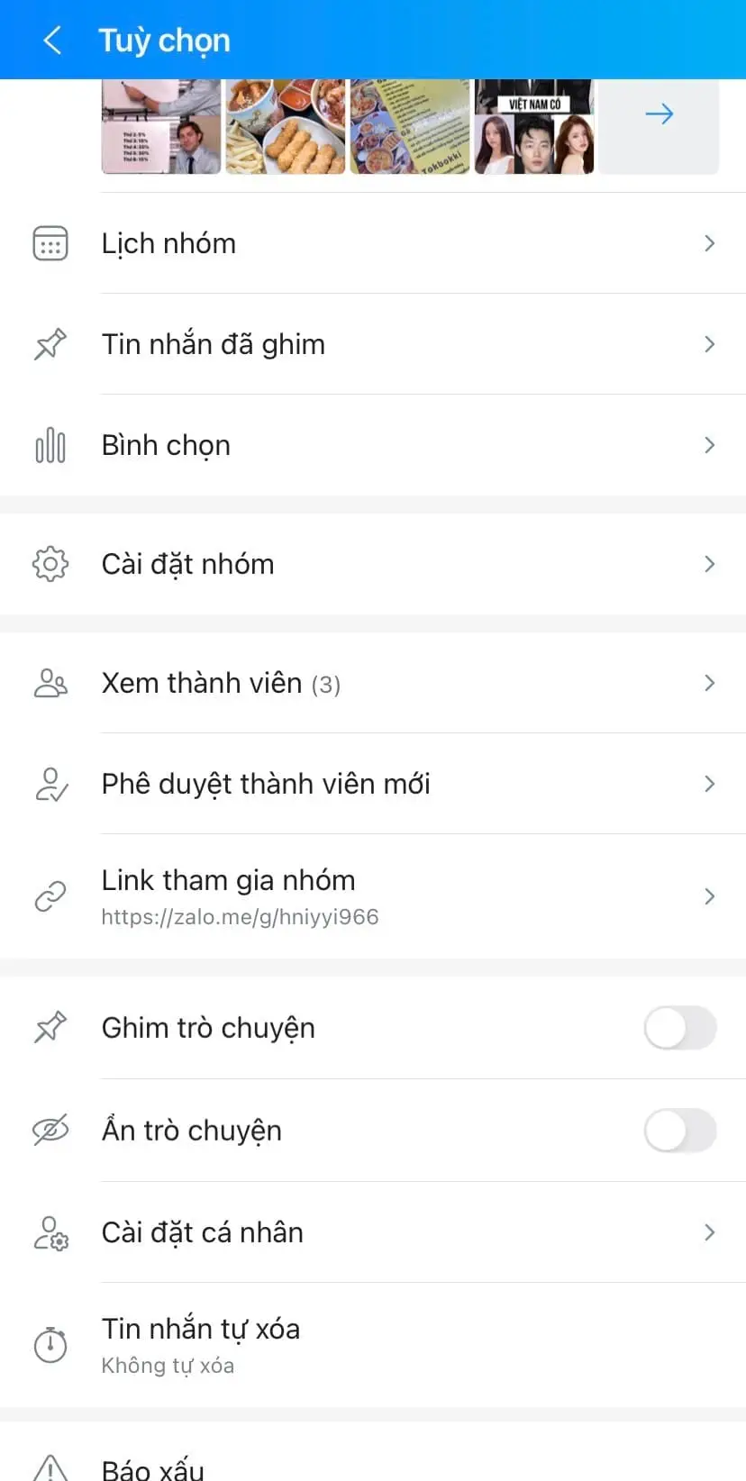 Bấm vào mục Xem thành viên