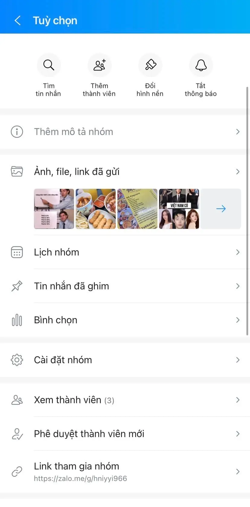 Chọn Cài đặt nhóm