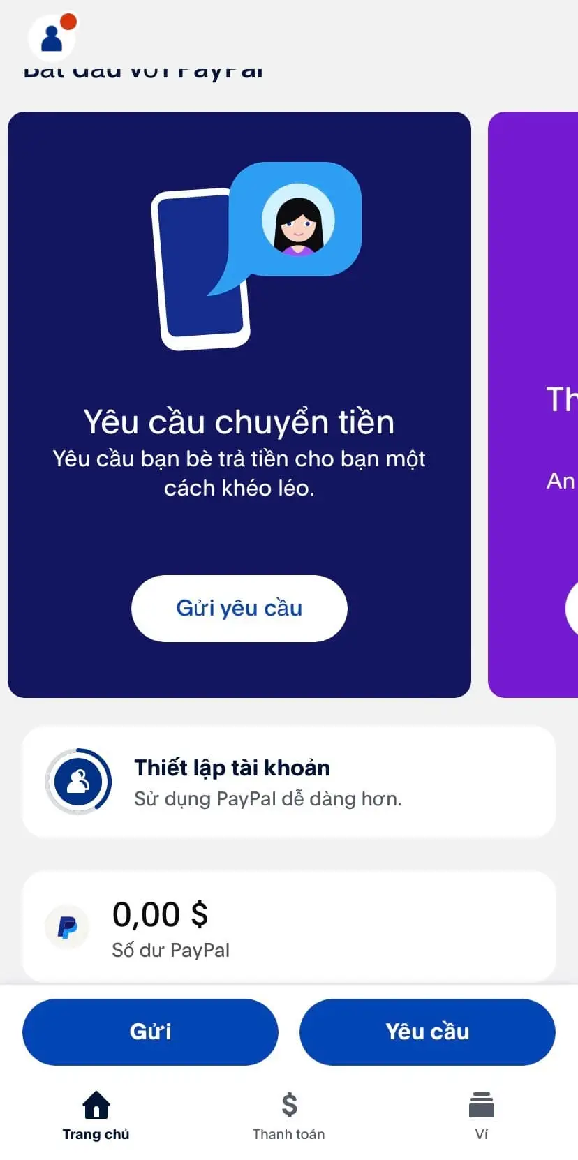 Bấm vào ô Thiết lập tài khoản