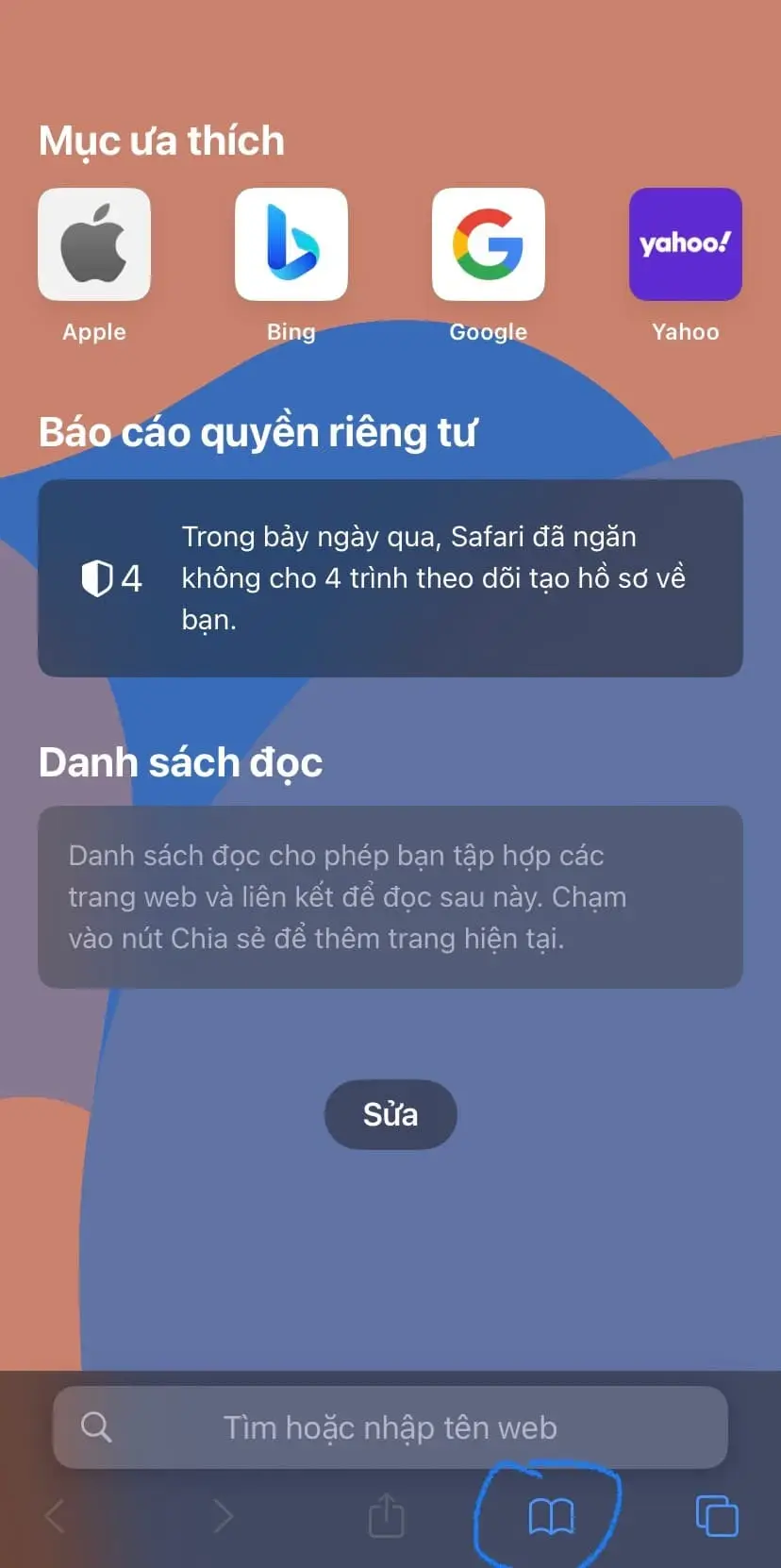 Bấm vào biểu tượng cuốn sách