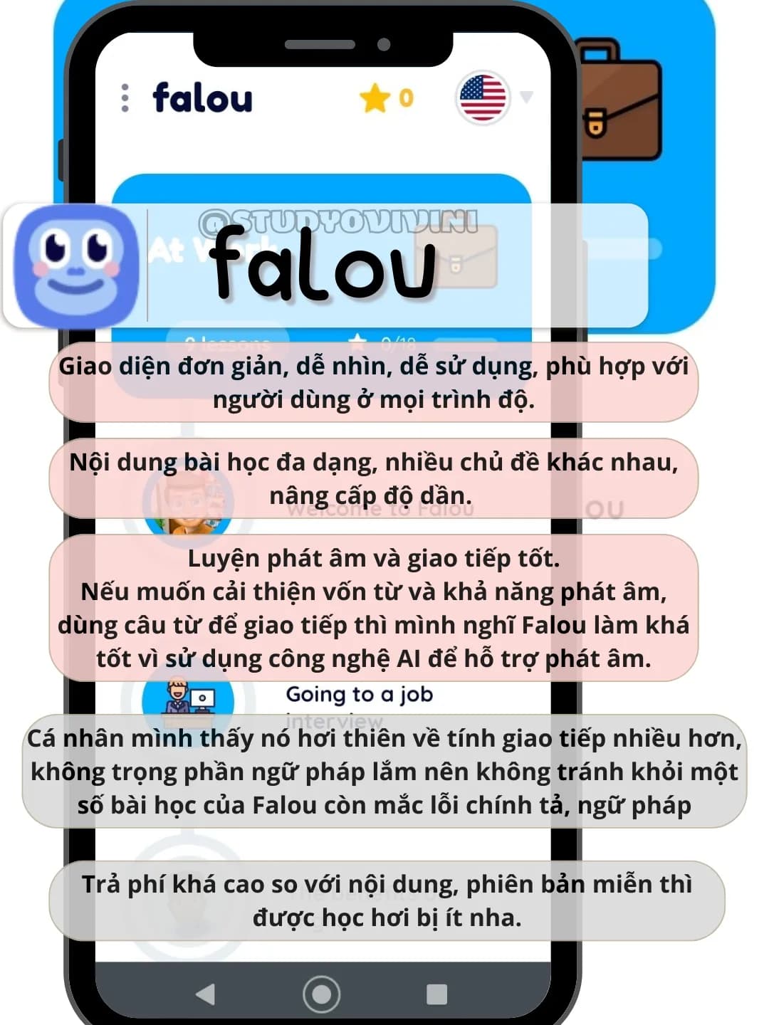 Giới thiệu về ứng dụng học tiếng anh Falou